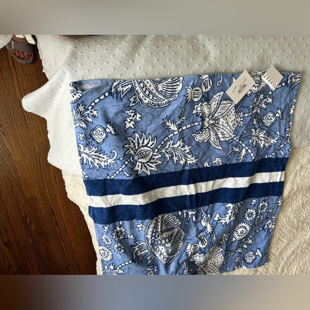 Roller rabbit blue  and White Floral beach towel